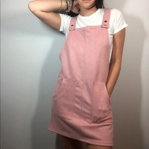 Pink Suede Overall Dress